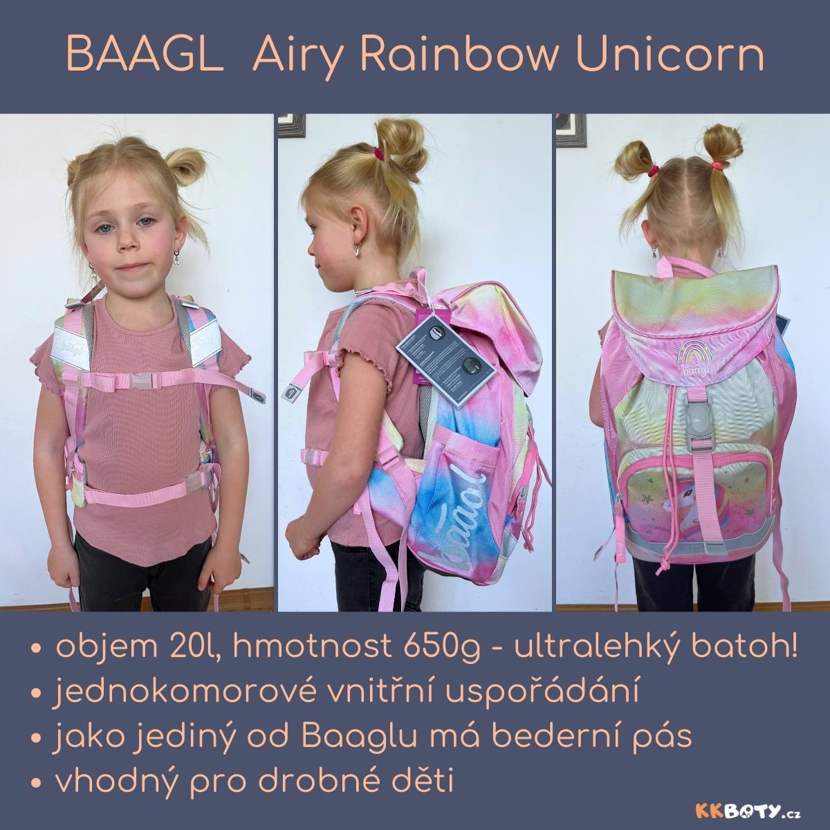 BAAGL Školní batoh Airy Rainbow Unicorn
